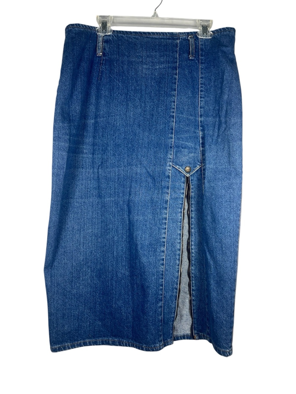 Vintage Ocean Bay Denim Maxi Skirt Zipper Slit 16